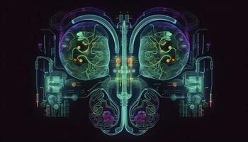 Human kidney on science background. 3d render, generate ai photo