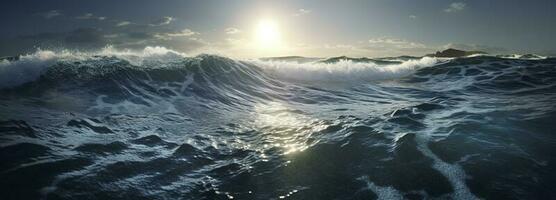 espectacular resumen escena de un Oceano de marea ola digital Arte 3d ilustración foto