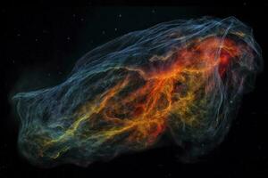 Using long exposures and specialized filters to capture the colorful and detailed Veil Nebula, a supernova remnant in the constellation Cygnus, generate ai photo