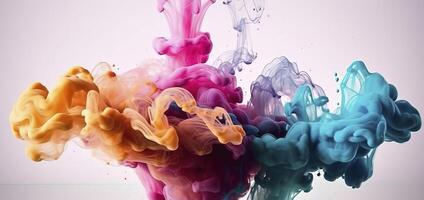 Abstract soft colorful ink splash in water background , photo