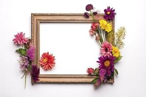 empty frame Vintage Frame With Flower decoration around frame. photo