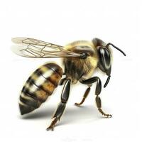Golden honeybee or bee isolated on the white background, generate ai photo