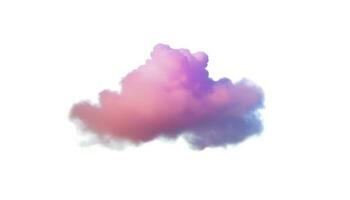 3d render, glowing colorful soft cloud isolated on white background. Fluffy cumulus atmosphere phenomenon. Realistic sky clip art element, generate ai photo