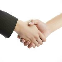 Handshake isolated on white background, generate ai photo