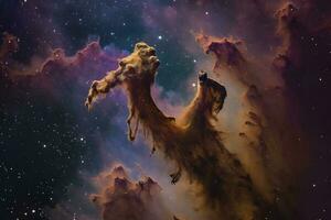 Capturing the stunning details of the Eagle Nebula, a star-forming region that includes the famou, generate ai photo