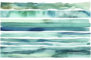 resumen líquido mar azul acuarela antecedentes textura, mano pintado. artístico cian azul color fondo, manchas en papel, generar ai foto