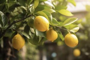 limón árbol jardín antecedentes creado con generativo ai tecnología foto