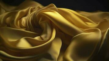 yellow silk fabric background texture or background stock fotoraf, in the style of trompe-l'oeil folds, emmanuelle moureaux, alberto seveso, flowing fabrics, close up shots, generate ai photo