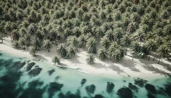 hermosa caribe playa en saona isla dominicano república aéreo ver de tropical idílico verano paisaje con verde, generar ai foto