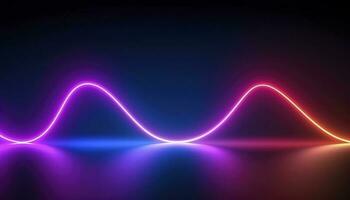3d rendering, the abstract background of colorful neon wavy lines glowing in the dark. Modern simple wallpaper, generates ai photo