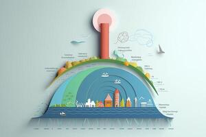 renovable energía por 2050 carbón neutral energía o invernadero gas emisión co2, reducir co2 emisión concepto, generativo ai foto