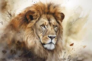 watercolor lion face with photo