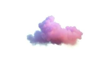 3d render, glowing colorful soft cloud isolated on white background. Fluffy cumulus atmosphere phenomenon. Realistic sky clip art element, generate ai photo