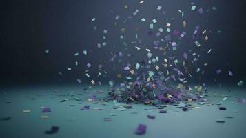 confetti and bubbles flying in the light, in the style of gray and blue, vibrant stage backdrops, detailed backgrounds, sky-blue and gold, light purple and red, generat ai photo