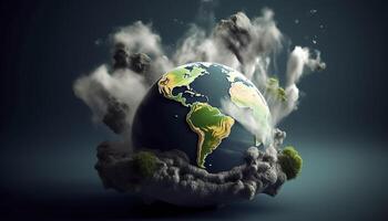 earth with pollution , photo