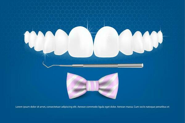 3d vector illustration, realistic teeth with braces upper and lower jaw. Alignment of the bite of teeth, dentition with braces, dental braces.