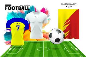 Soccer jersey and t-shirt sport mockup template, Graphic design for football kit or activewear uniforms. vector