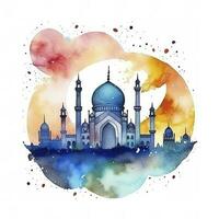 Vector watercolor ramadan kareem greeting. image created ai photo