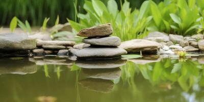 Stack of rock zen stone with background photo