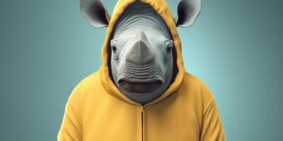 A rhino with a hoodie photo