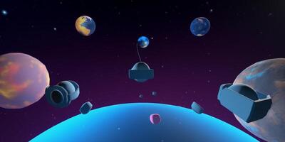 Space design with realistic 3d planets space photo