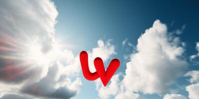 A red heart in the clouds photo