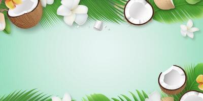 Creative banner with coconut photo