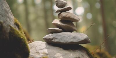 Stack of rock zen stone with background photo