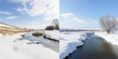 Snow covered landscapes and mountains in background photo