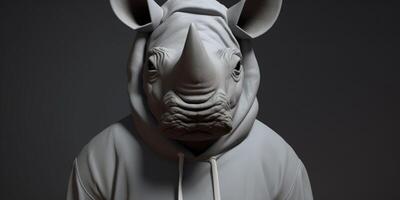 A rhino with a hoodie photo