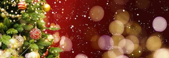 Closeup of Christmas-tree decorations, christmas tree and decorations christmas background photo