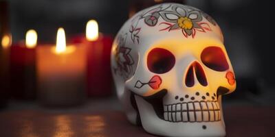 Day of the dead skull blur background photo