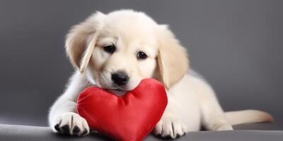 perrito con un corazón ai generado foto