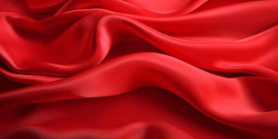 Red silk fabric with soft wave photo