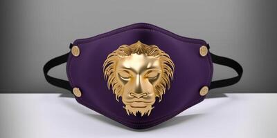 Lion face mask fusion dark purple photo