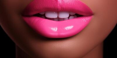 Women lips with different colors lipstick photo