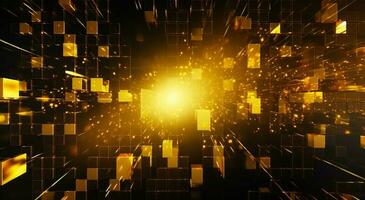 Abstract bright in the style of dark gold and yellow. Computer generated abstract holiday background. 3D illustration photo