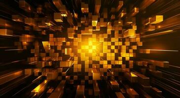 Abstract bright in the style of dark gold and yellow. Computer generated abstract holiday background. 3D illustration photo