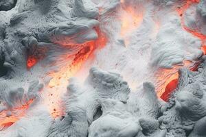 3D render of hot white lava flow background. Wide angle format banner photo