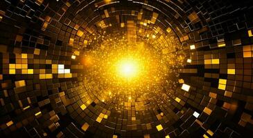 Abstract bright in the style of dark gold and yellow. Computer generated abstract holiday background. 3D illustration photo