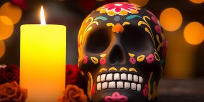 Day of the dead skull blur background photo