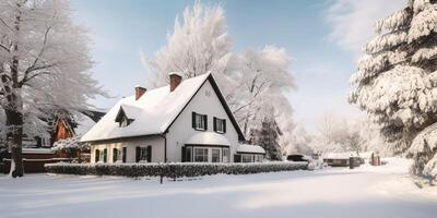 winter landscape with snowy path photo