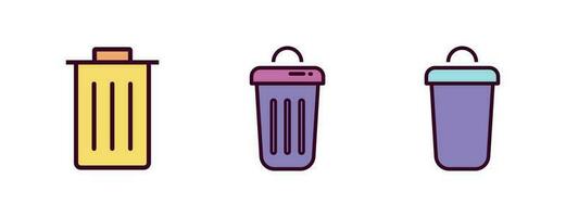 Bin Icon Vector Illustration. Bin Lineal Color Icon