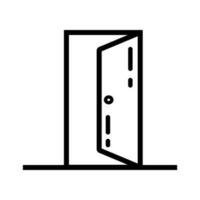 Door Lineal Icon Symbol Vector. Black Outline Door Icon vector