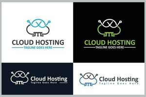 Cloud Hosting Logo Design Template vector