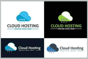 Cloud Hosting Logo Design Template vector