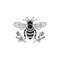 miel abeja mínimo logo icono miel abeja silueta vector