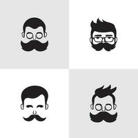 Man beard and mustache logo set vector silhouette