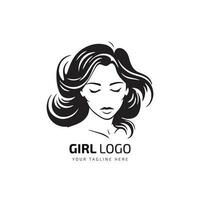 Girl logo symbol design and Unique icon layout for beauty and fashion business Vector