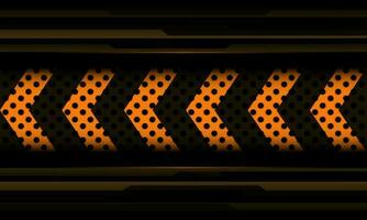 Abstract metal black cyber circle mesh yellow arrow direction geometric red light technology line banner design modern futuristic creative background vector